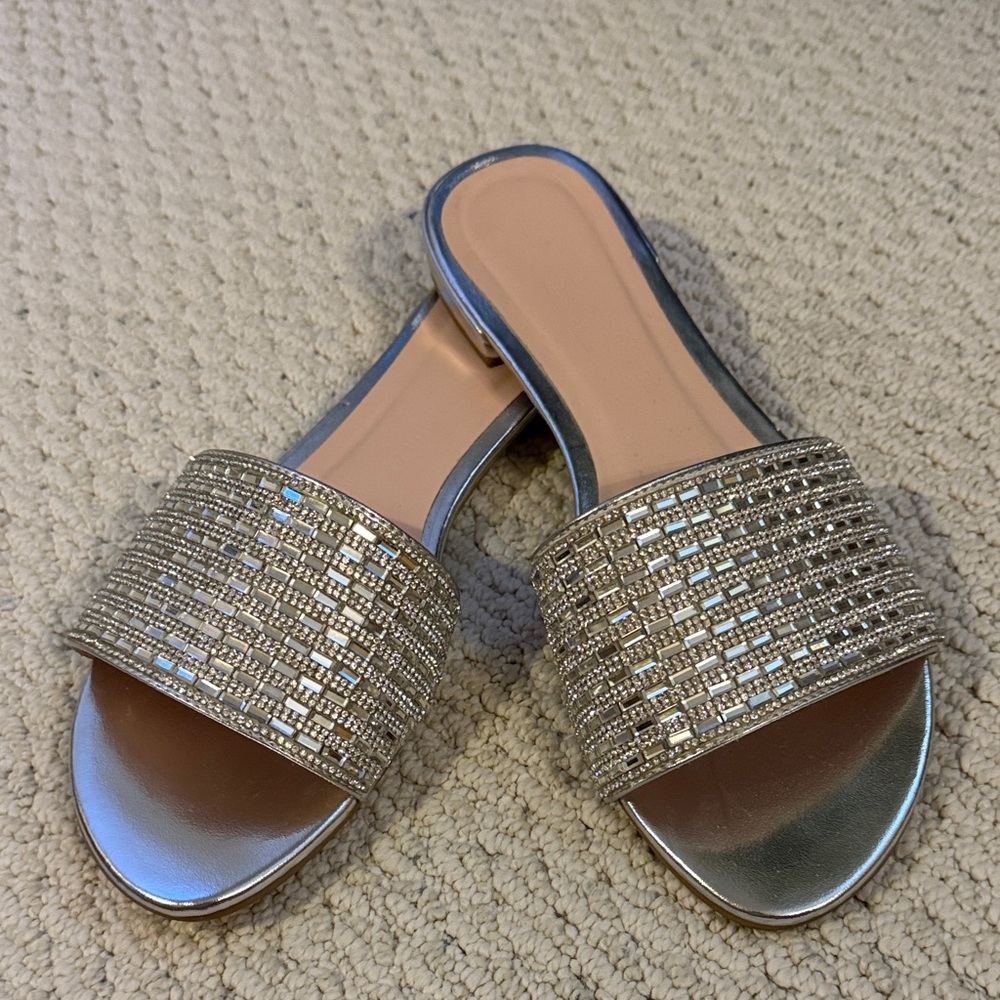 CL by Chinese Laundry Silver & Crystal Embellished Sandals